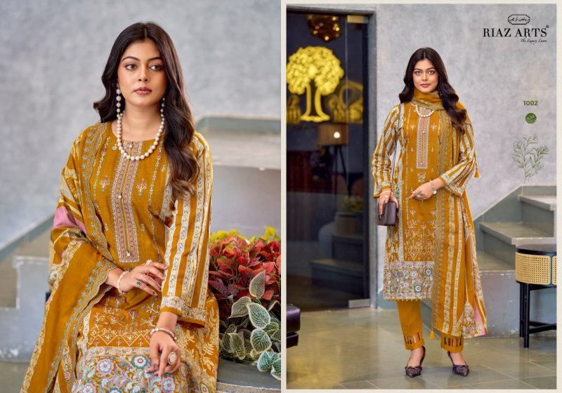 Zeenat By Riaz Arts Lawn Cotton Embroidery Dress Material 